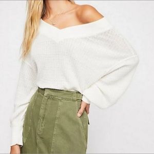 Free People We The Free "South Side" Thermal Top Womens XS White